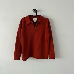 Express Orange Quarter Zip Sweater